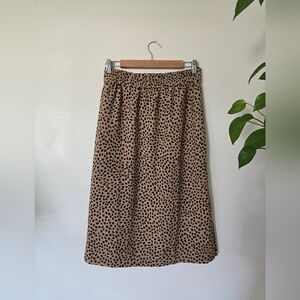J. Crew Womens S Cheetah Print Lined Midi Skirt With Pockets And Elastic Waist